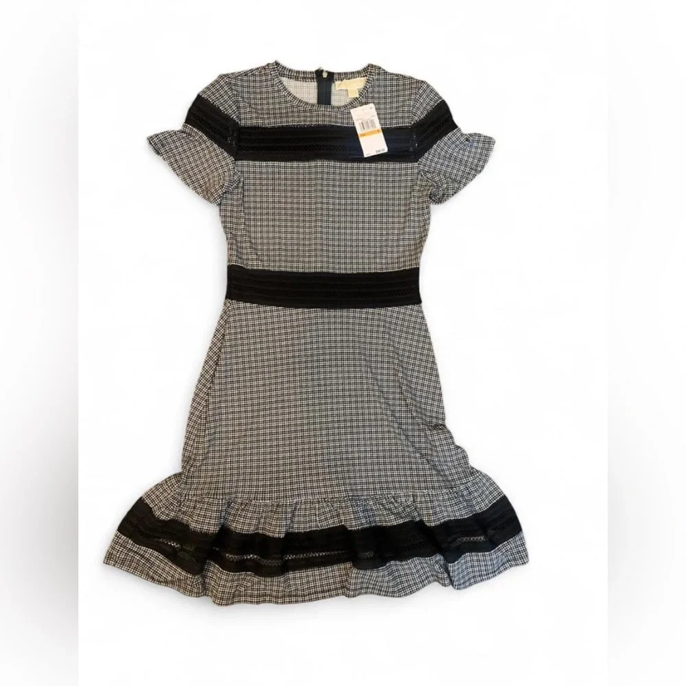 NWT Michael Kors Mesh Combo Check A-Line Dress (Size S)